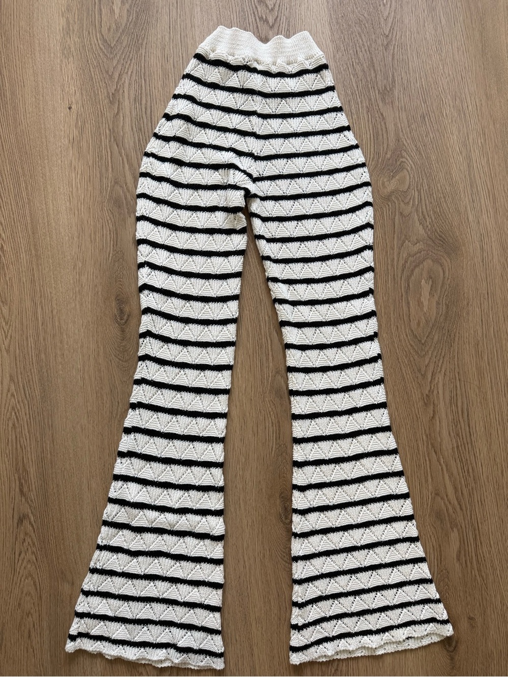 ZARA Striped knit crochet pants